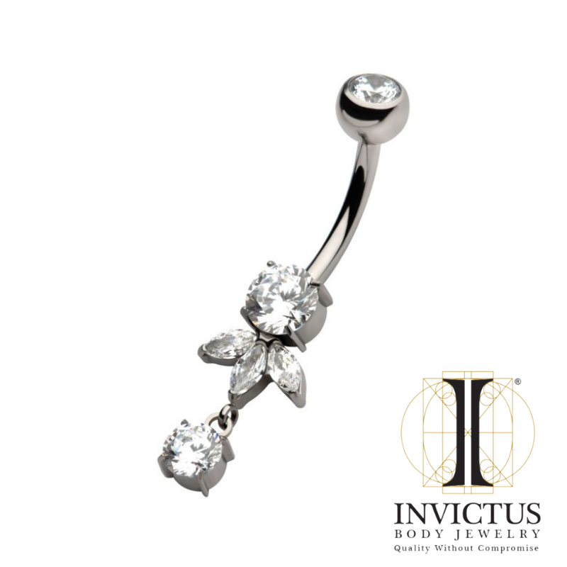 Navle Bezel &amp; Triple Marquise CZ Dangle