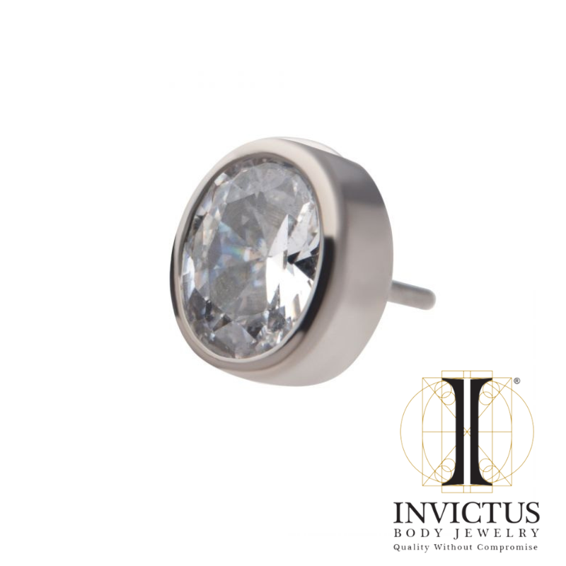 Titanium Bezel Set CZ Oval Shape Ends