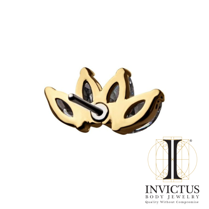 14kt Threadless 4-Clear Marquise Gem Ends