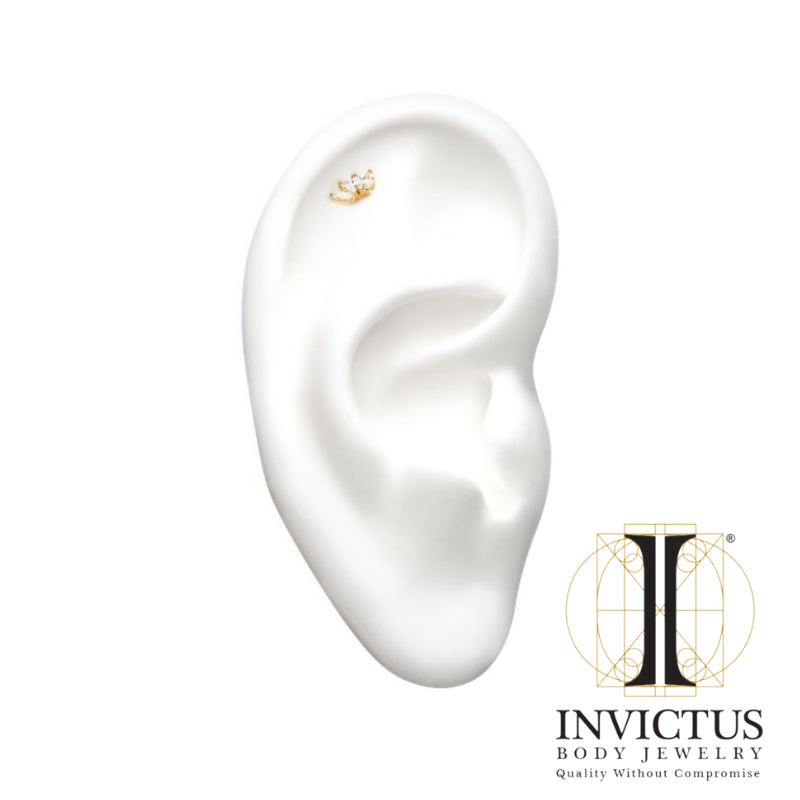 14kt Threadless 4-Clear Marquise Gem Ends