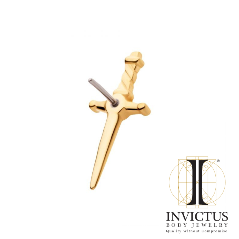14Kt Yellow Gold Threadless Bezel Set CZ/Opal Dagger Ends