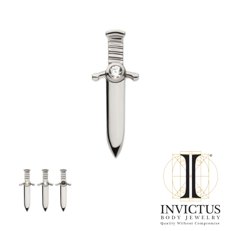 Titanium Dagger Bezel Set CZ Ends