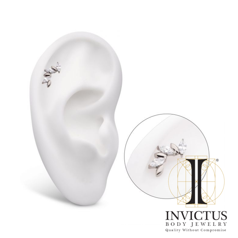 Titanium Oscillating Marquise CZ Cluster Ends