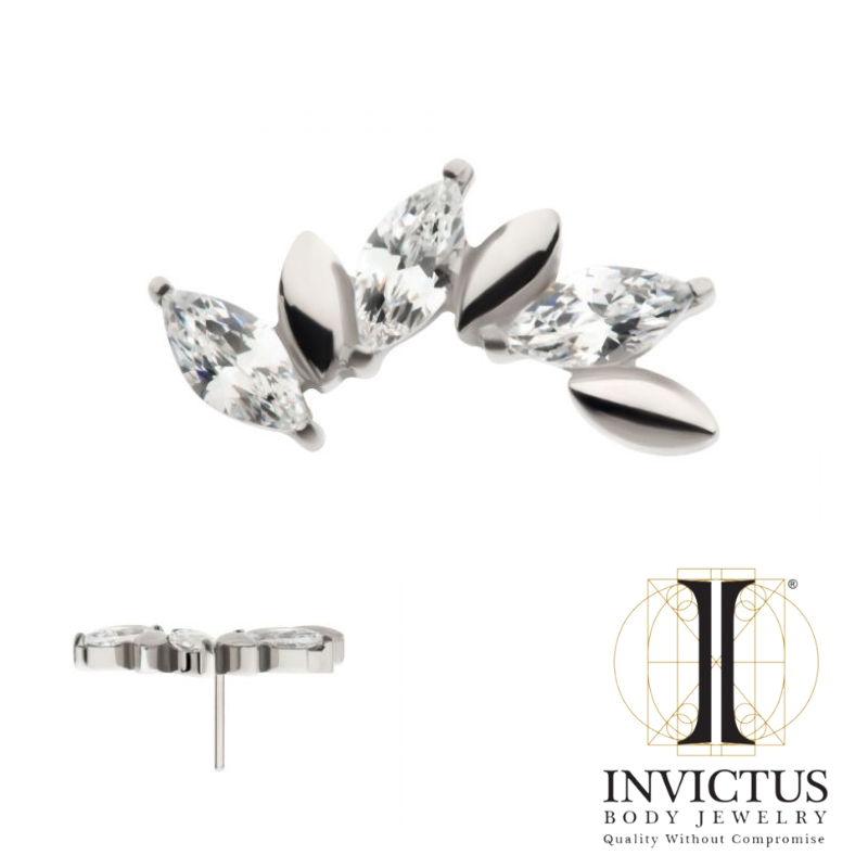 Titanium Oscillating Marquise CZ Cluster Ends