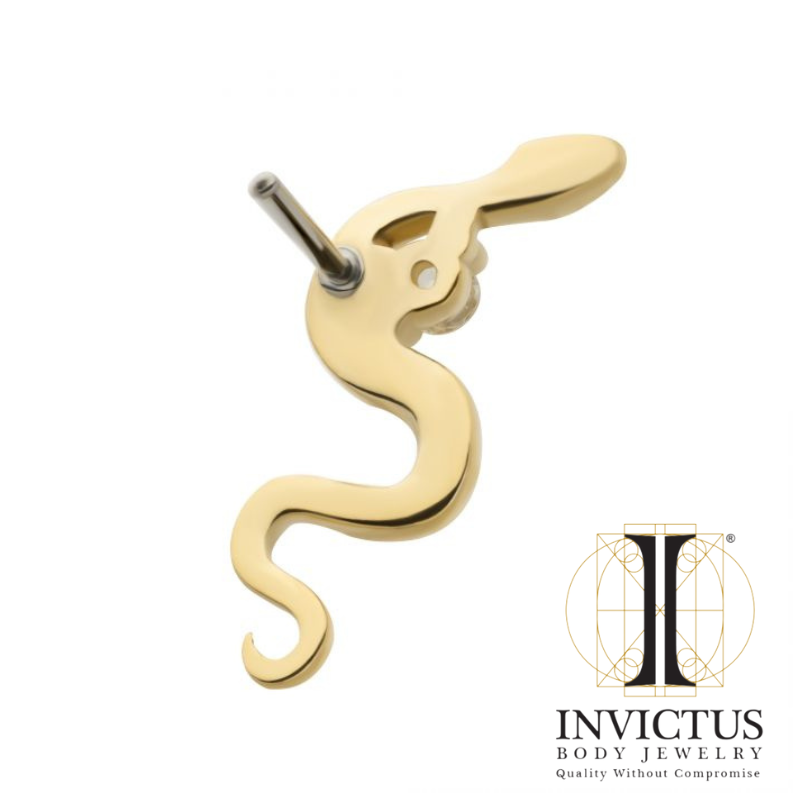 14Kt Yellow Gold Threadless Snake Ends Clear CZ
