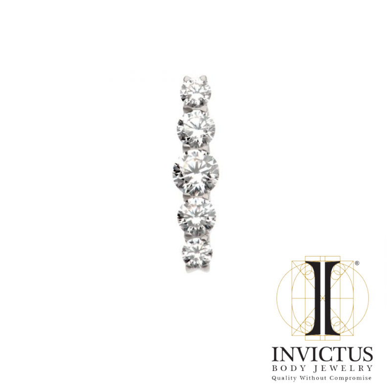 Titanium 5-Cluster Prong Set Round CZ Gem Ends