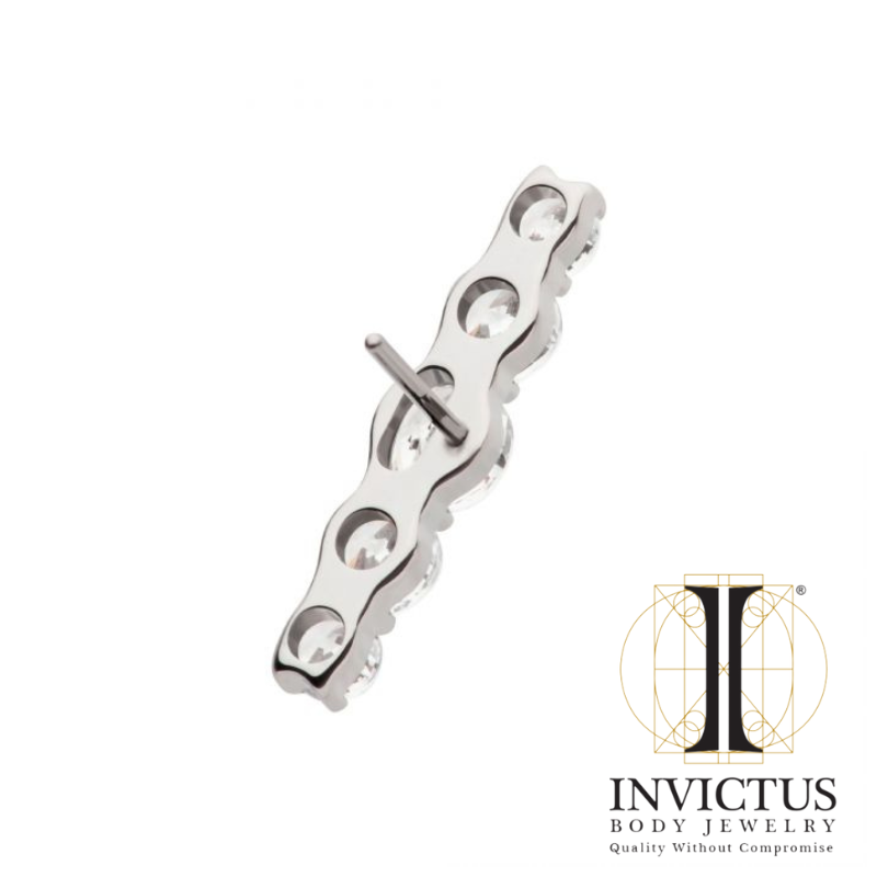 Titanium 5-Cluster Prong Set Round CZ Gem Ends