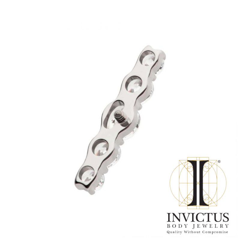 Titanium 5-Cluster Prong Set Round CZ Gem Ends