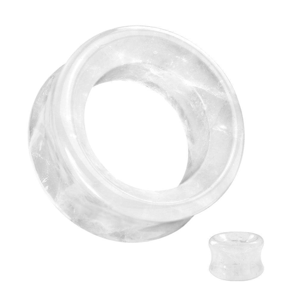 Cloudy Quartz Stone Tunnel Double Flare Sadel