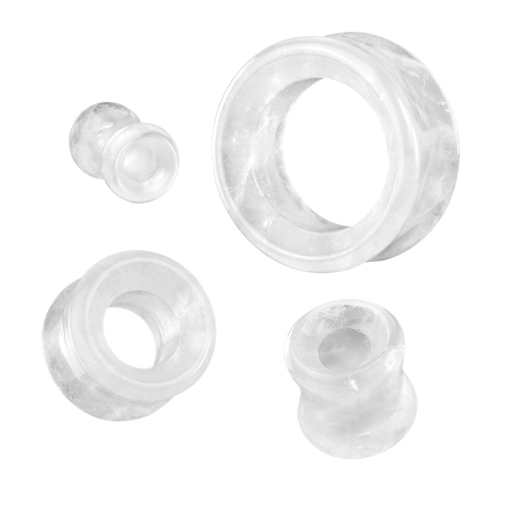 Cloudy Quartz Stone Tunnel Double Flare Sadel