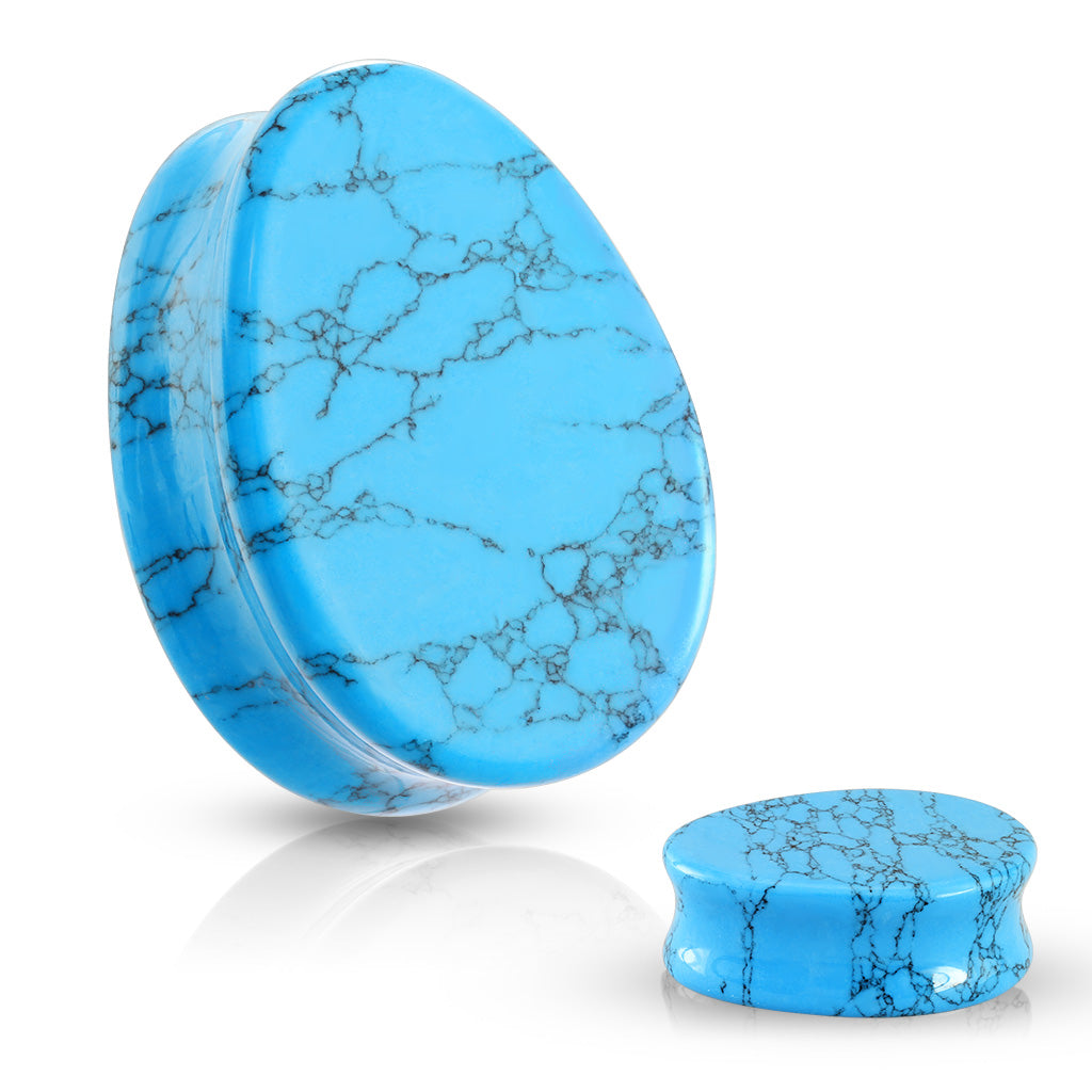 Turkis Teardrop Stone Plugs Double Flare Saddel