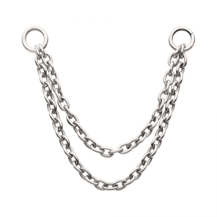Titanium Tier Rolo Double Chain with Ring