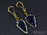 Crossover with Gold Plated Blue Goldstone Arrowheads