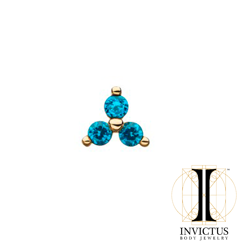 14Kt Gold Threadless 2mm Opal/CZ Trinity Ends - REBELLIC