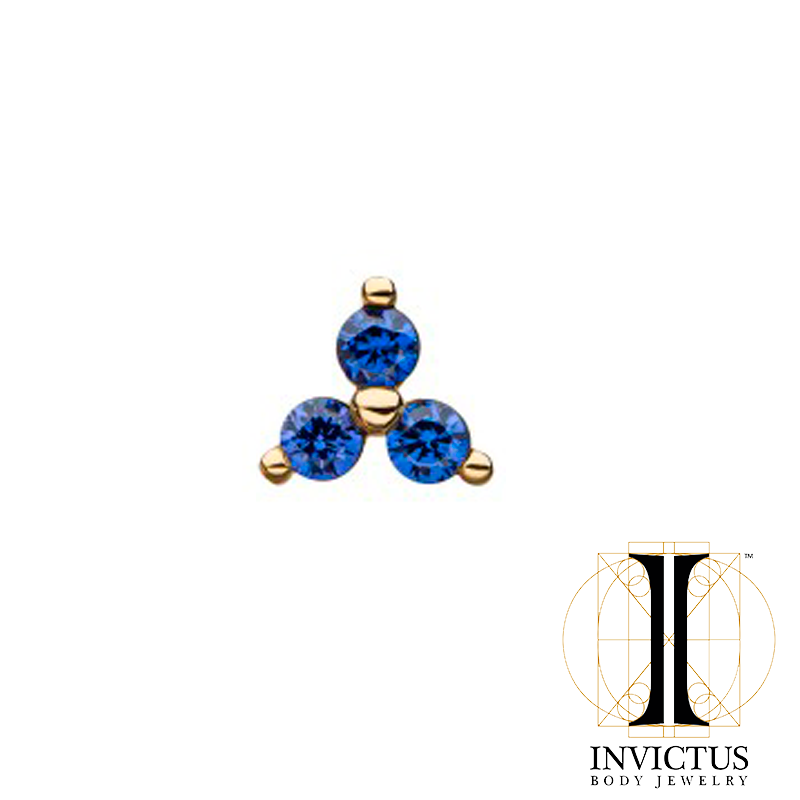 14Kt Gold Threadless 2mm Opal/CZ Trinity Ends - REBELLIC