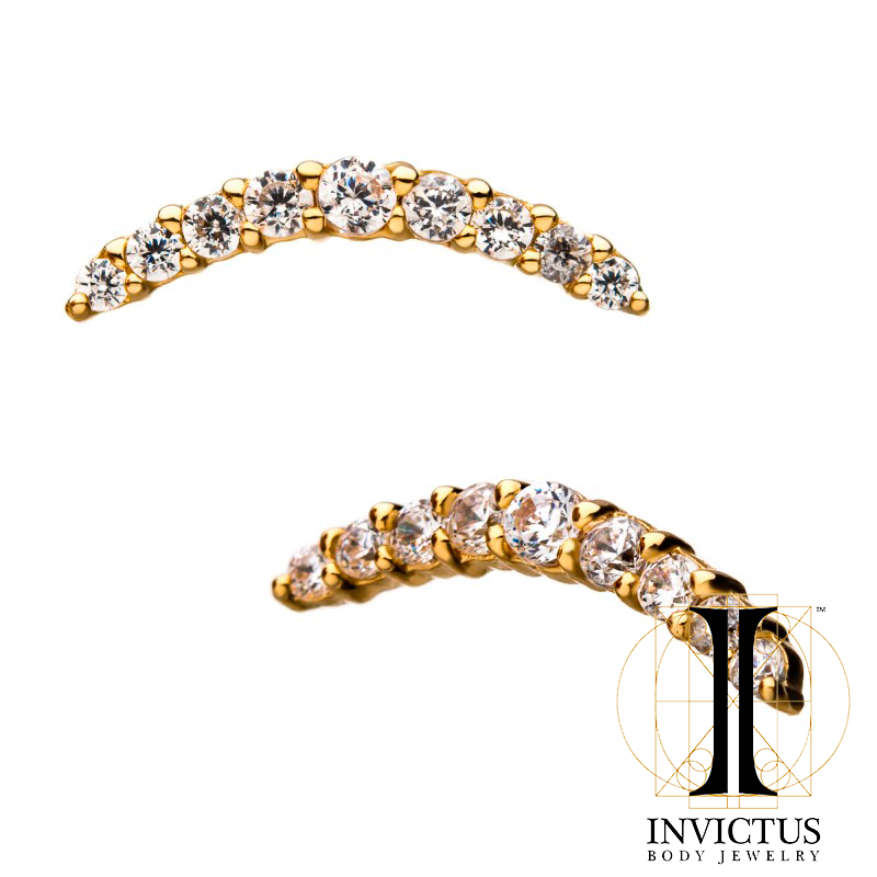 *Pre-order* 14kt Gold Threadless 9-Prong Set Clear Gem Ends - REBELLIC