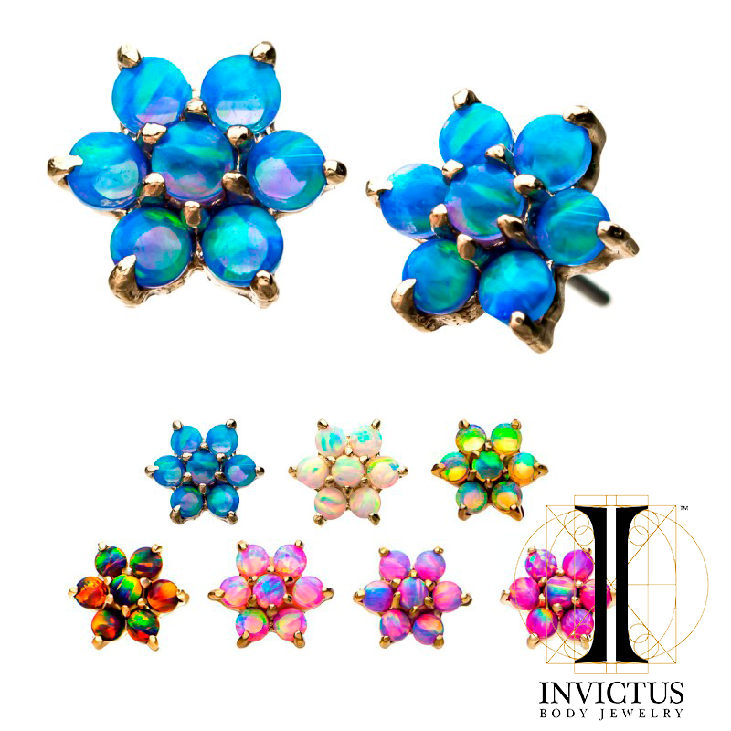 14kt Gold Threadless 7-Synthetic Opal Ends - REBELLIC