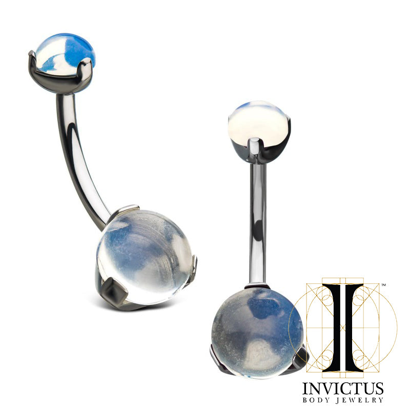 Internally Threaded Titanium Prong Set Double Stone Navel Curves - REBELLIC