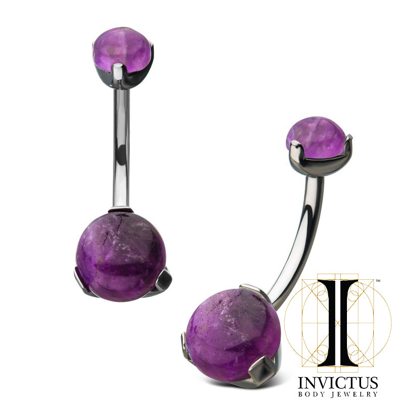 Internally Threaded Titanium Prong Set Double Stone Navel Curves - REBELLIC