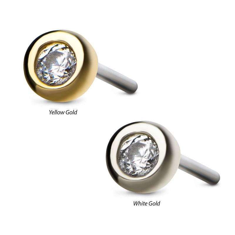 14kt Gold Threadless Bezel Set ends