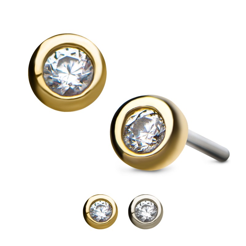 14kt Gold Threadless Bezel Set ends
