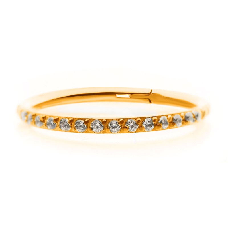 16g - 24KT Gold PVD Clear CZ Side Facing Hinged Segment
