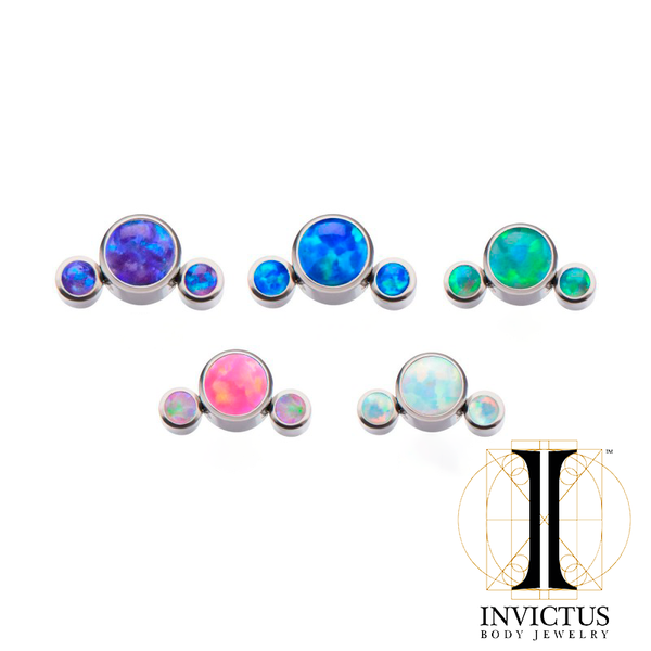 Titanium 3-Synthetic Opal Cluster Threaded Ends - REBELLIC