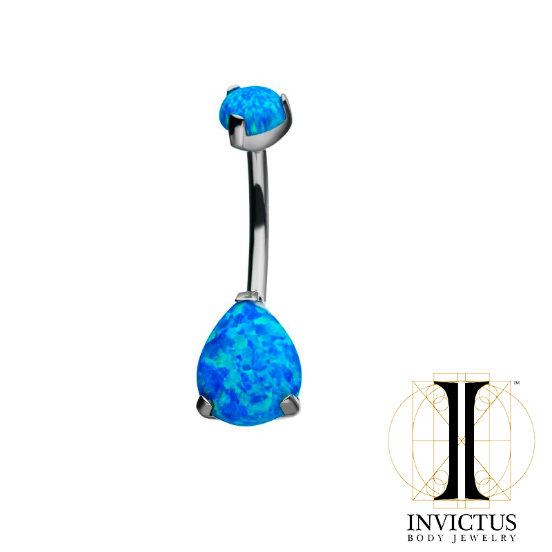 Titanium Double Opal 3-Prong Teardrop Navel Curve - REBELLIC