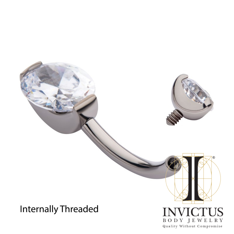 Round CZ Top with Oval CZ Bottom Navel