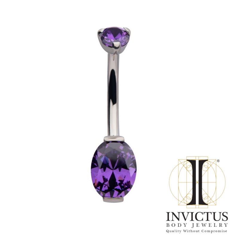 Round CZ Top with Oval CZ Bottom Navel