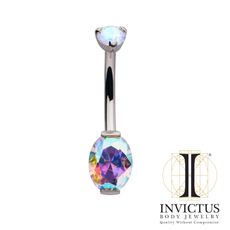 Round CZ Top with Oval CZ Bottom Navel