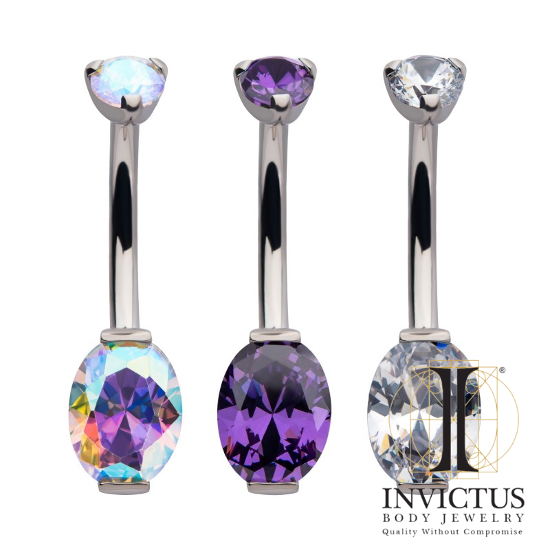 Round CZ Top with Oval CZ Bottom Navel