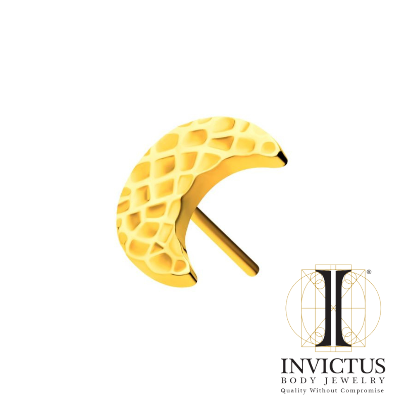 24kt Gold PVD Titanium Hammered Crescent Moon Ends