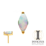 24Kt Gold PVD Threadless with 2-Prong Marquise Synthetic Opal Top
