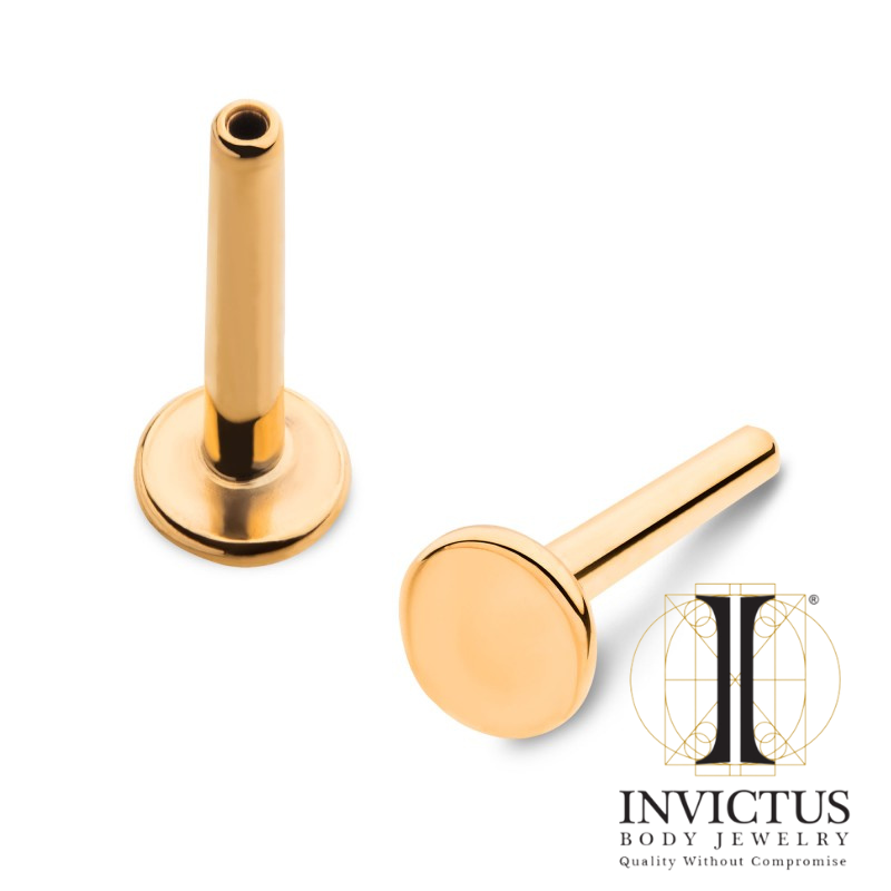24KT Gold PVD Titanium Threadless Labret