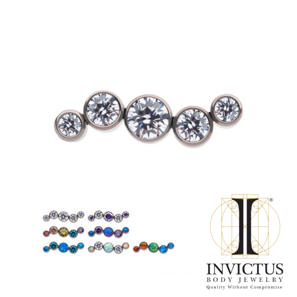 Titanium Bezel Set CZ Opal Oscillating 5 Cluster Top REBELLIC