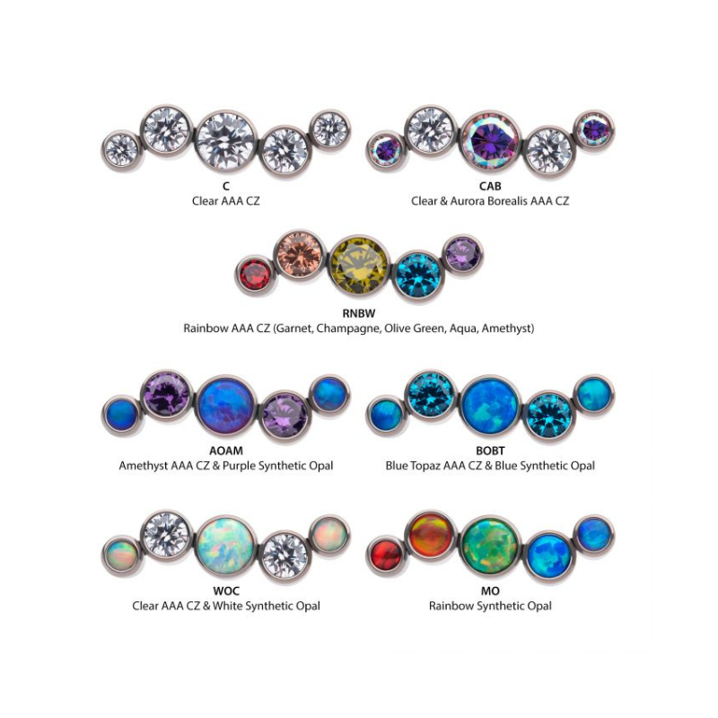Titanium Bezel Set CZ/Opal Oscillating 5-Cluster Top
