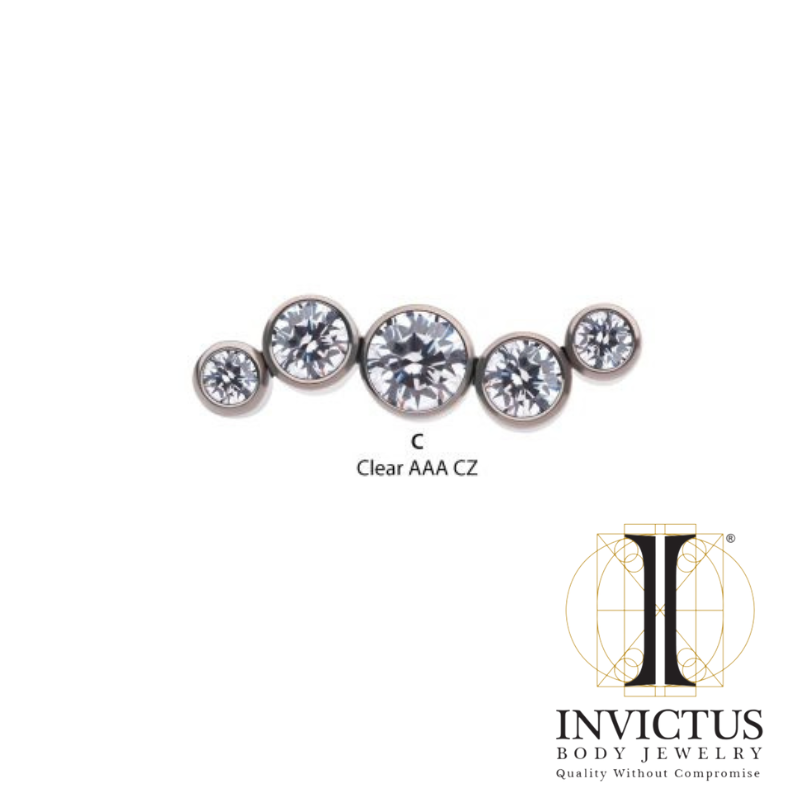 Titanium Bezel Set CZ/Opal Oscillating 5-Cluster Top