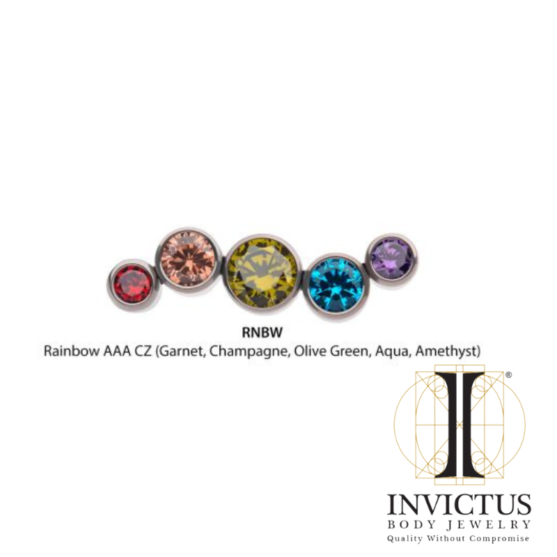 Titanium Bezel Set CZ/Opal Oscillating 5-Cluster Top