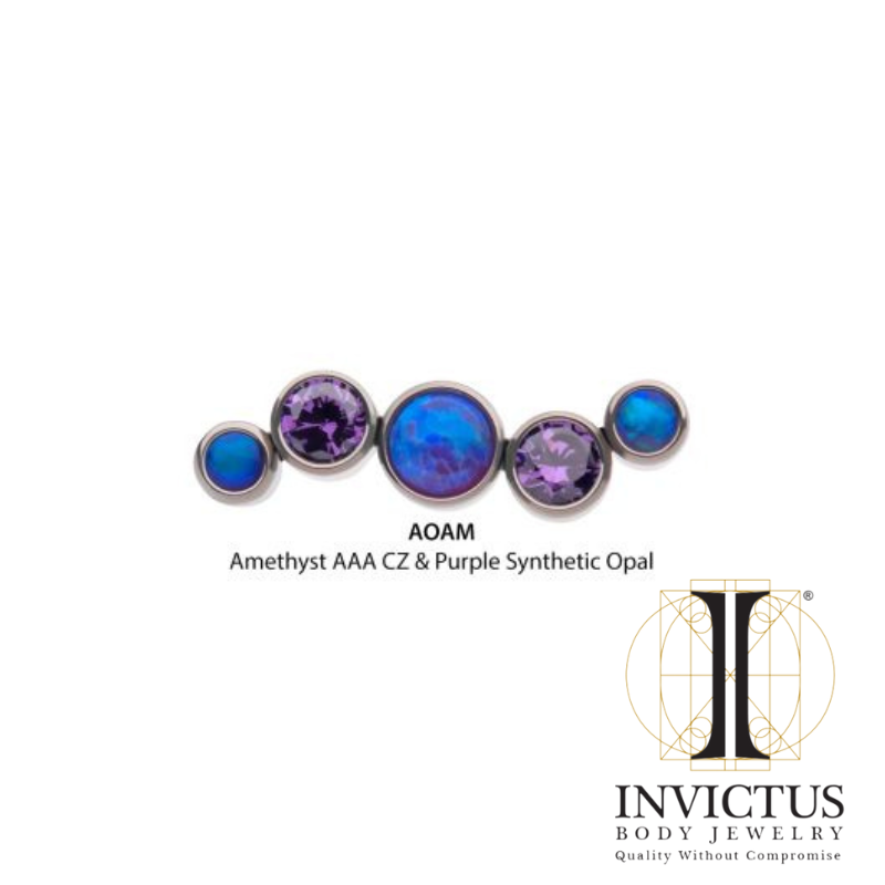 Titanium Bezel Set CZ/Opal Oscillating 5-Cluster Top