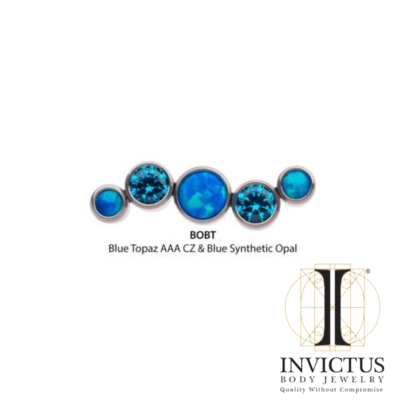 Titanium Bezel Set CZ/Opal Oscillating 5-Cluster Top
