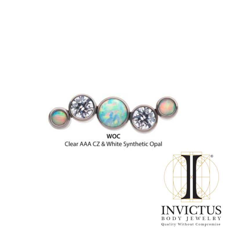 Titanium Bezel Set CZ/Opal Oscillating 5-Cluster Top
