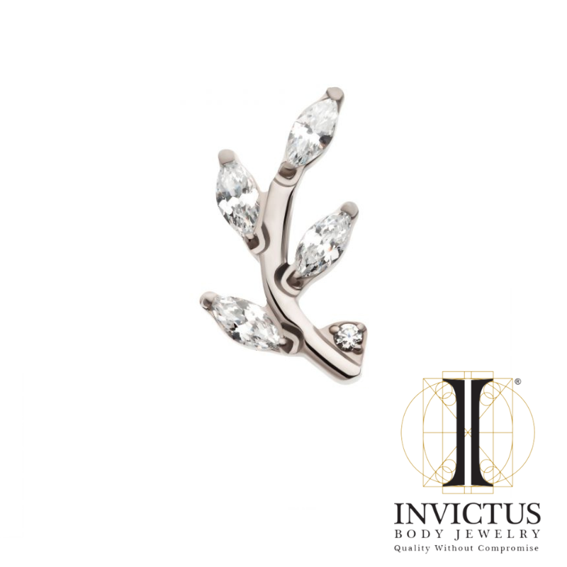 Titanium Prong Set Marquise CZ Leaf Top