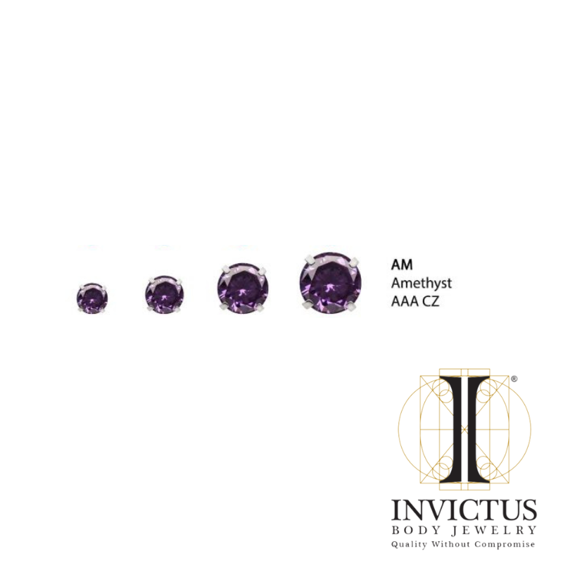 16g Low Profile Internally Threaded End with Prong Set Round CZ Ends
