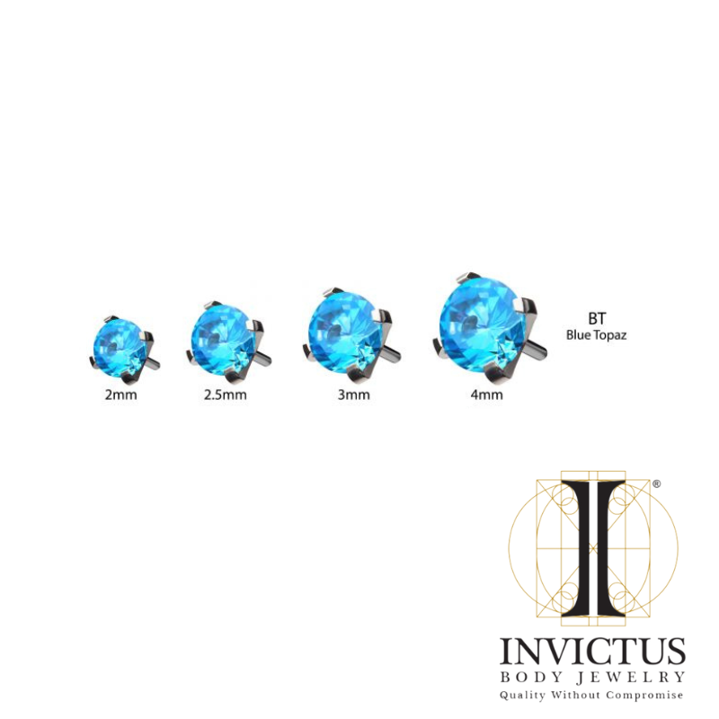 Titanium Threadless 4-Prong Set CZ Front Facing Ends