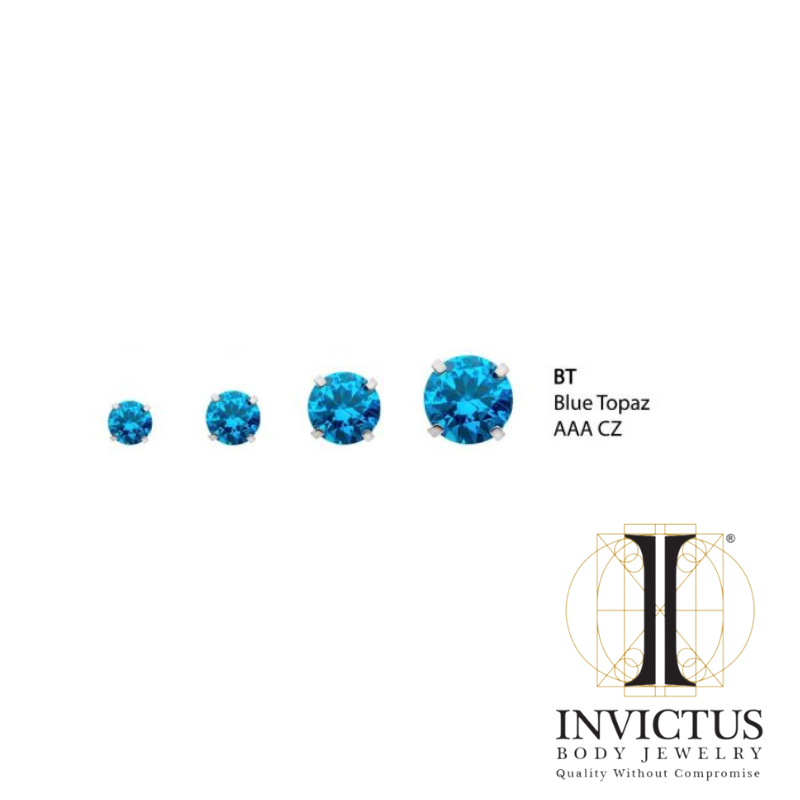 16g Low Profile Internally Threaded End with Prong Set Round CZ Ends