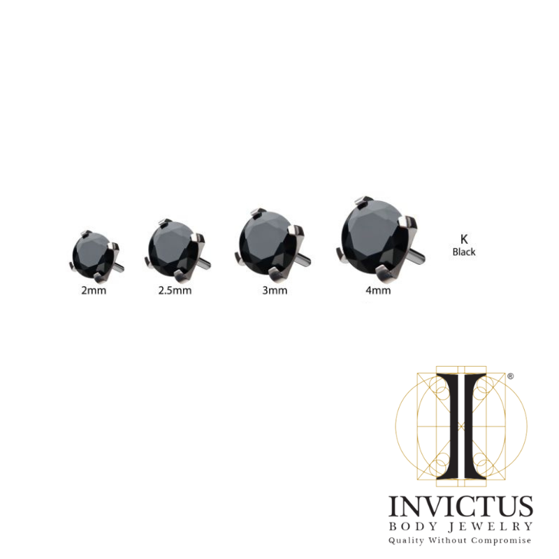 Titanium Threadless 4-Prong Set CZ Front Facing Ends