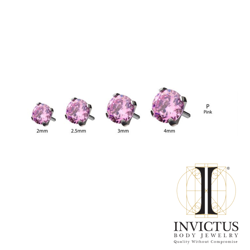 Titanium Threadless 4-Prong Set CZ Front Facing Ends