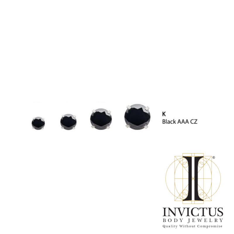 16g Low Profile Internally Threaded End with Prong Set Round CZ Ends