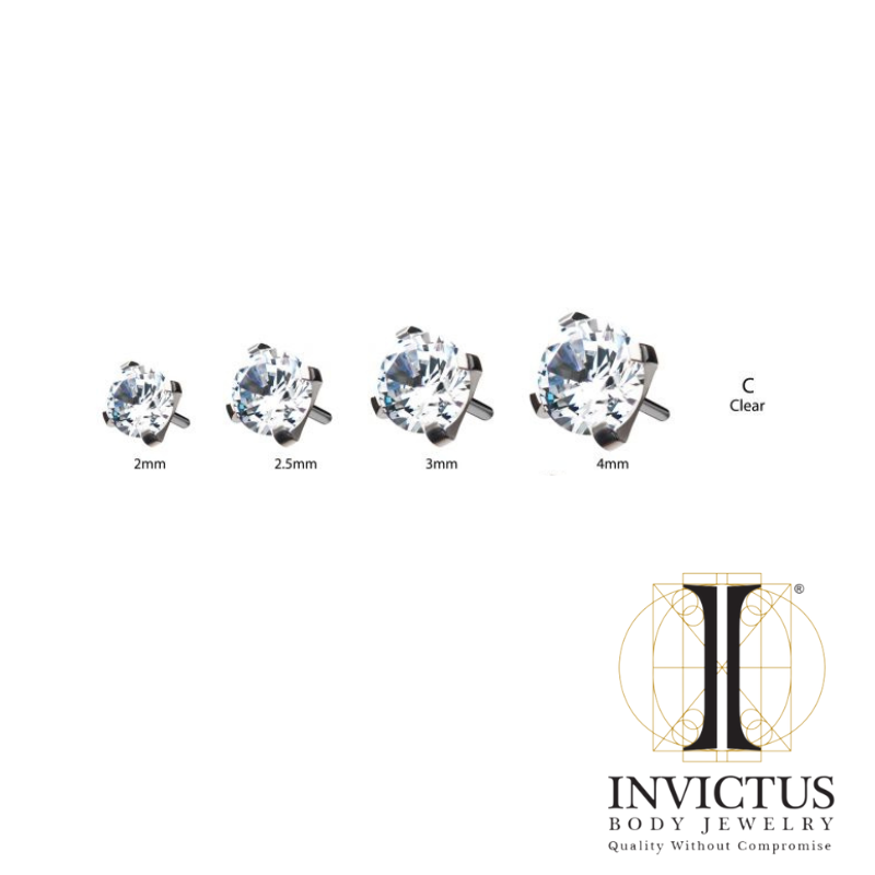 Titanium Threadless 4-Prong Set CZ Front Facing Ends